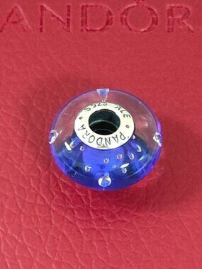 Pandora Dark Blue Effervescence Murano Glass Charm Bead with box